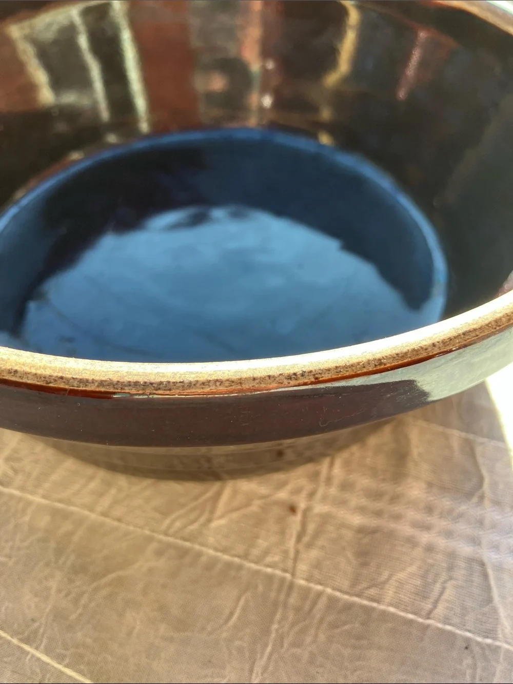 Mcm stoneware heavy brown glazed Dutch oven roaster with lid